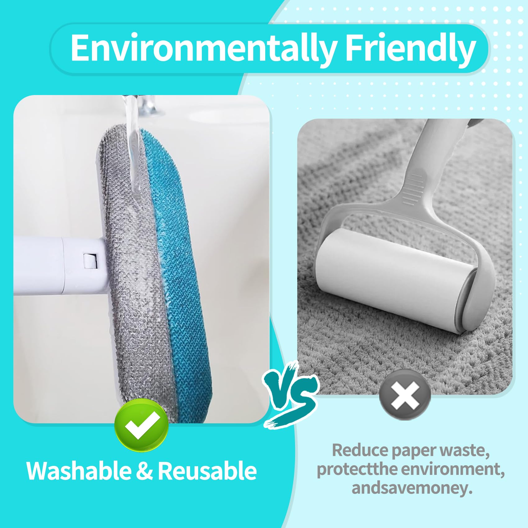 Pet Hair Remover Brush - Reusable Multifunctional Pet Hair Removal Tool for Furniture, 4 in1 Cat and Dog Hair Removal, 17.3Inch Adjustable Long Handle, Gentle on Couch Carpets Bedding (1 Set) - image 5