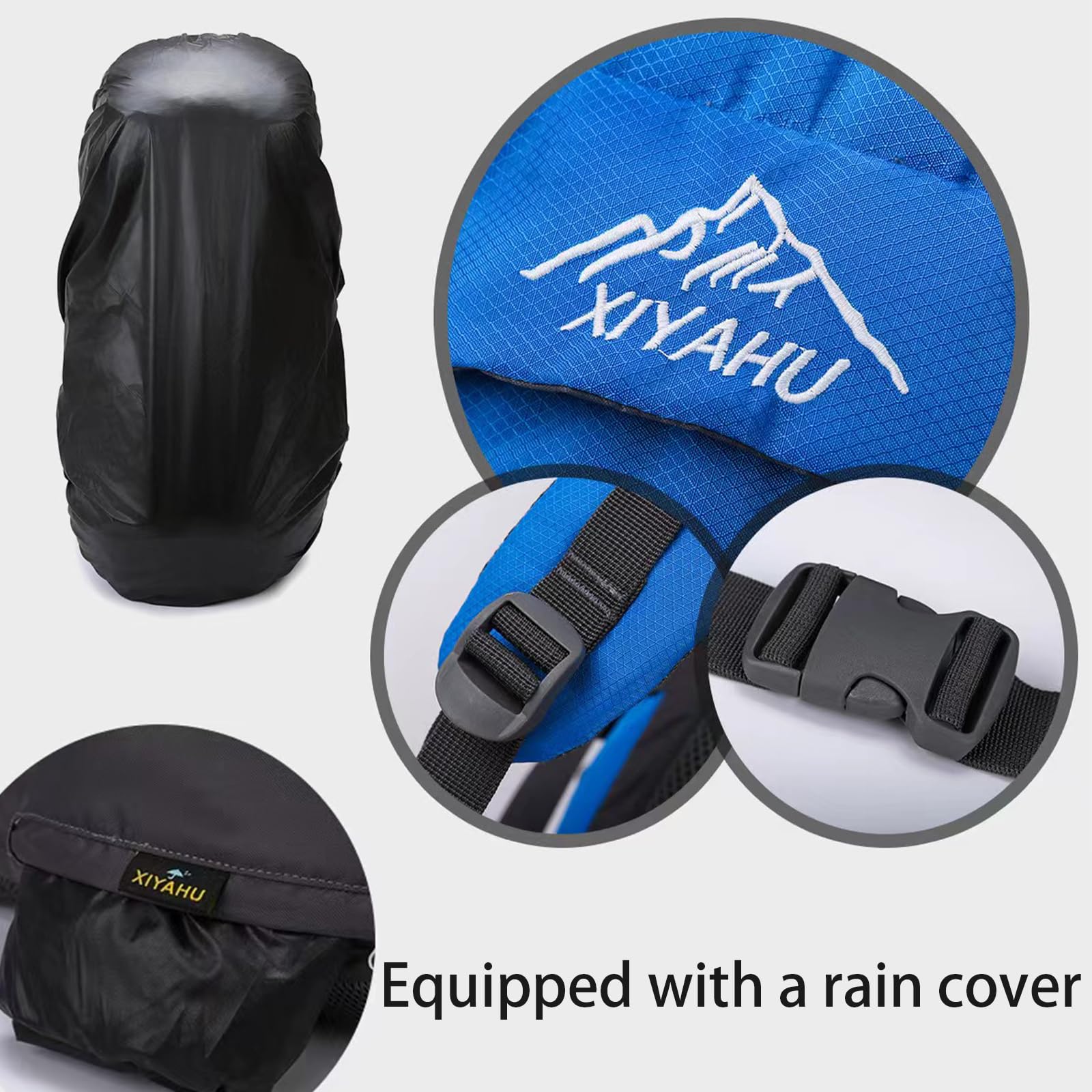 Lawaia Zaino da trekking da 60 litri per viaggi, grande zaino da campeggio per uomo e donna, per attività all'aperto, fitness, leggero, con copertura antipioggia, impermeabile, per camminare, trekking