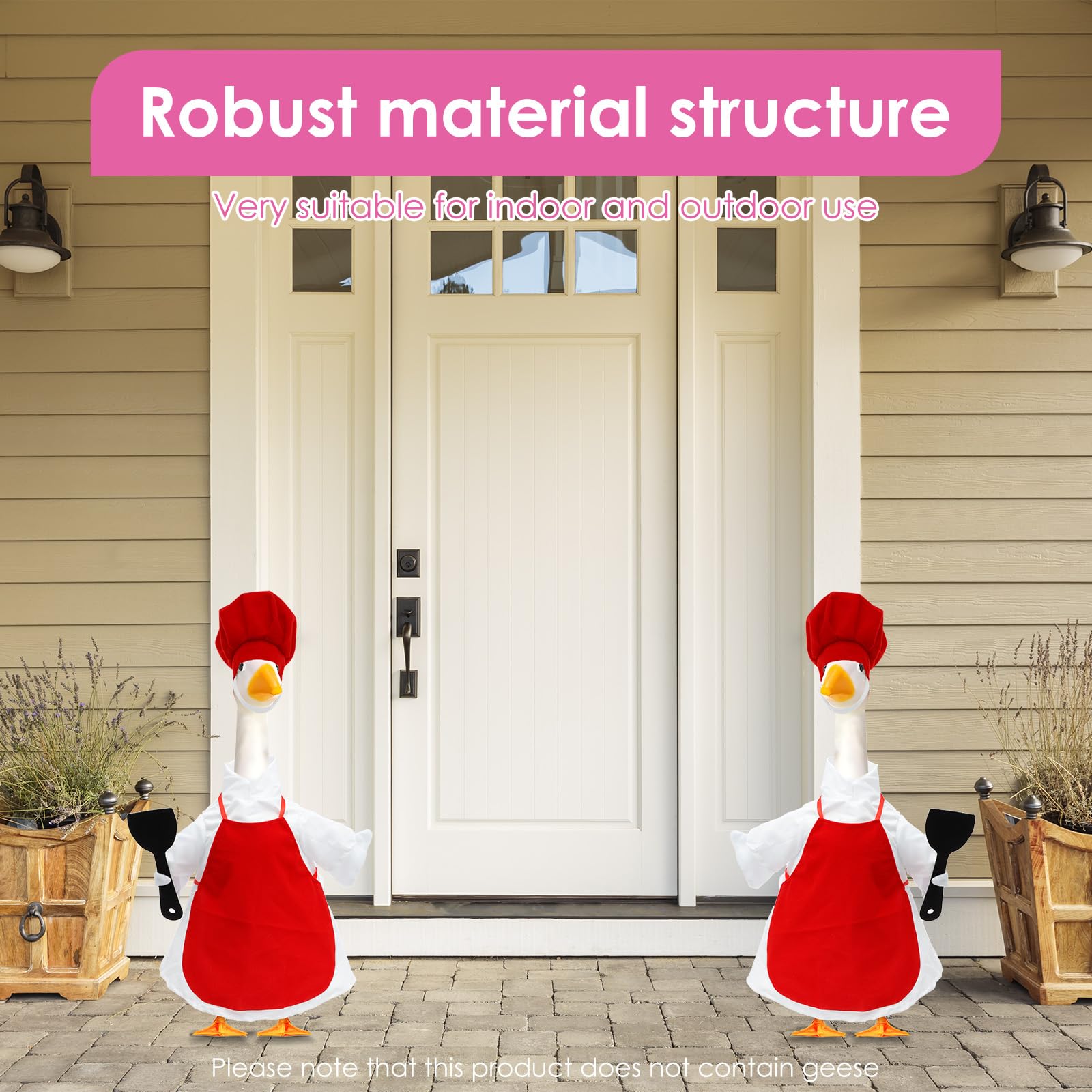 Porch Goose Outfits, Porch Goose Clothes, Spring Summer Porch Goose Hat Outfit Costume for 23 Inch Cement Goose Statue, Cute Porch Geese Accessories for Outdoor Patio Garden Lawn Porch Yard Decor - 4