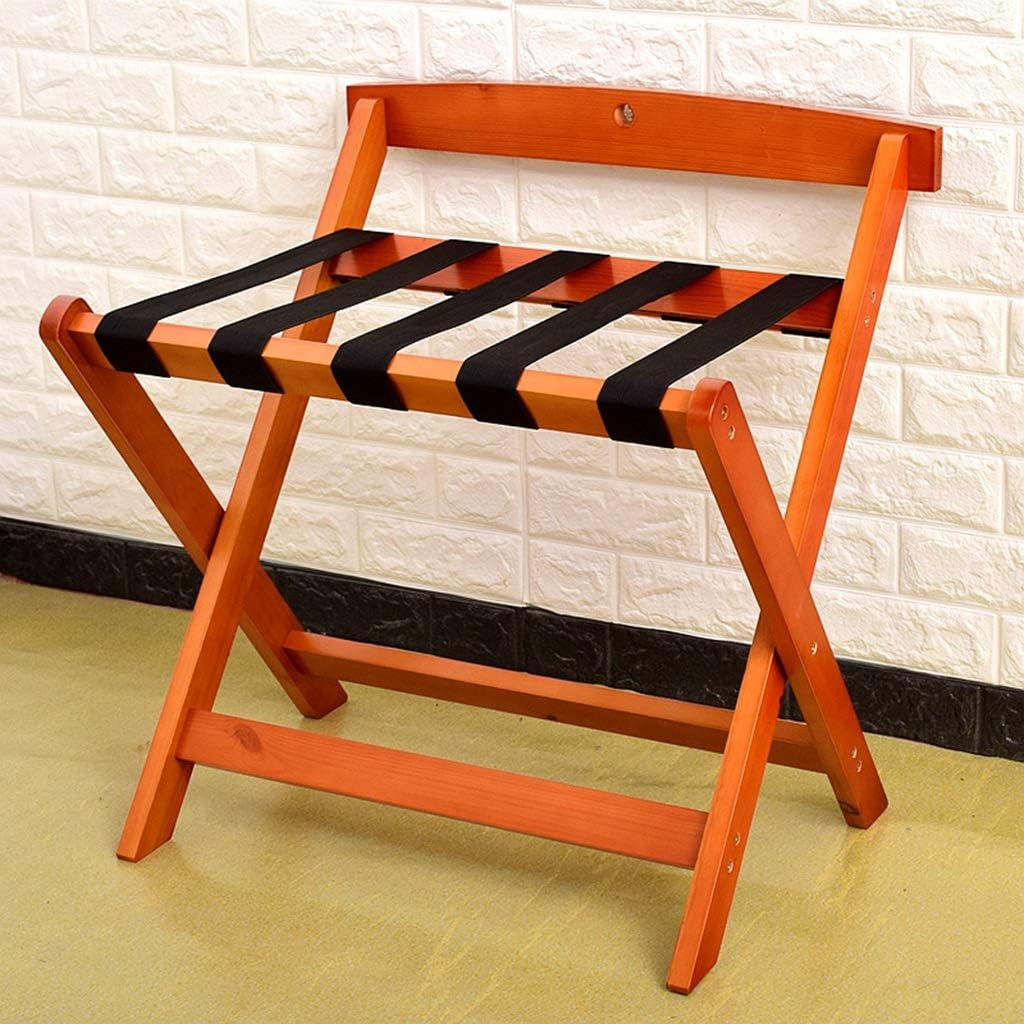 Luggage Bracket with Backrest Hotel Room Household Solid Wood Foldable Luggage Rack (60 × 50 × 65CM)