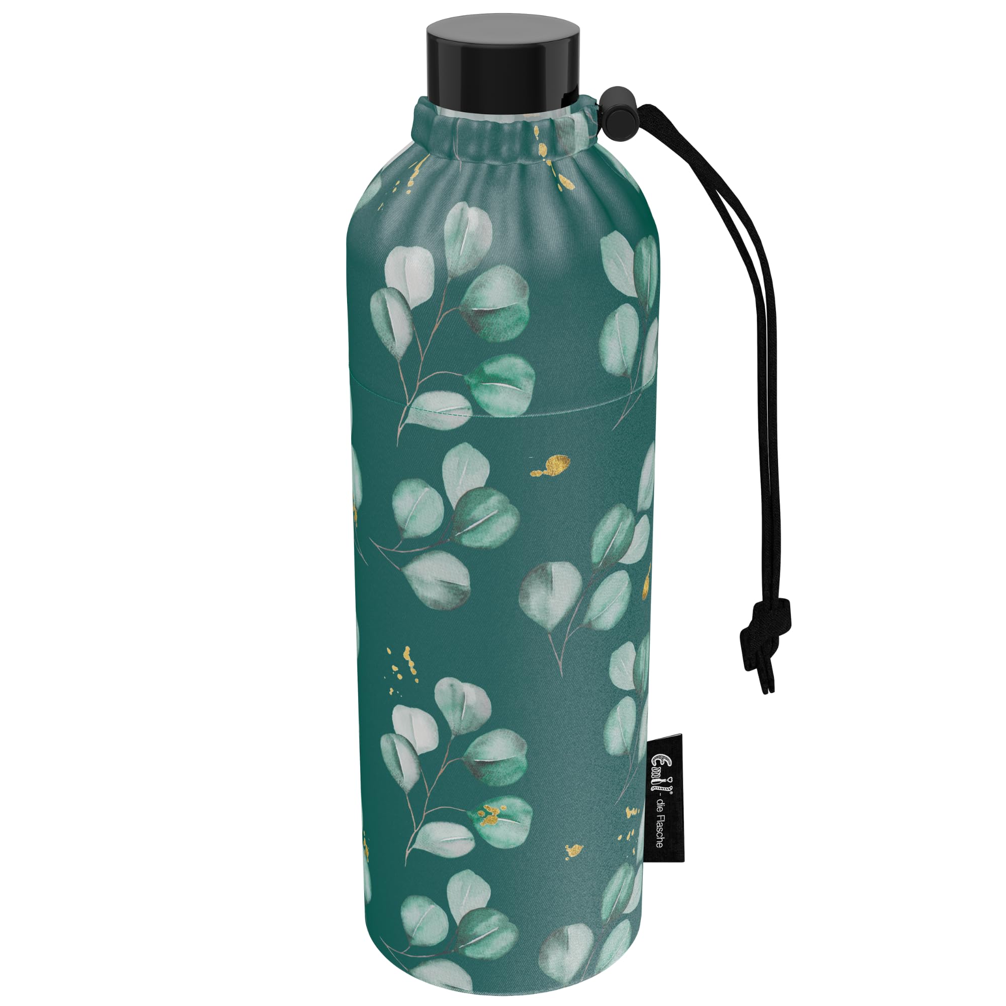 Emil Trinkflasche aus Glas für Mädchen & Jungen isolierte Glasflasche für Schule, Freizeit, Sport: Kinder & Eltern Eucalyptus (0,75l)