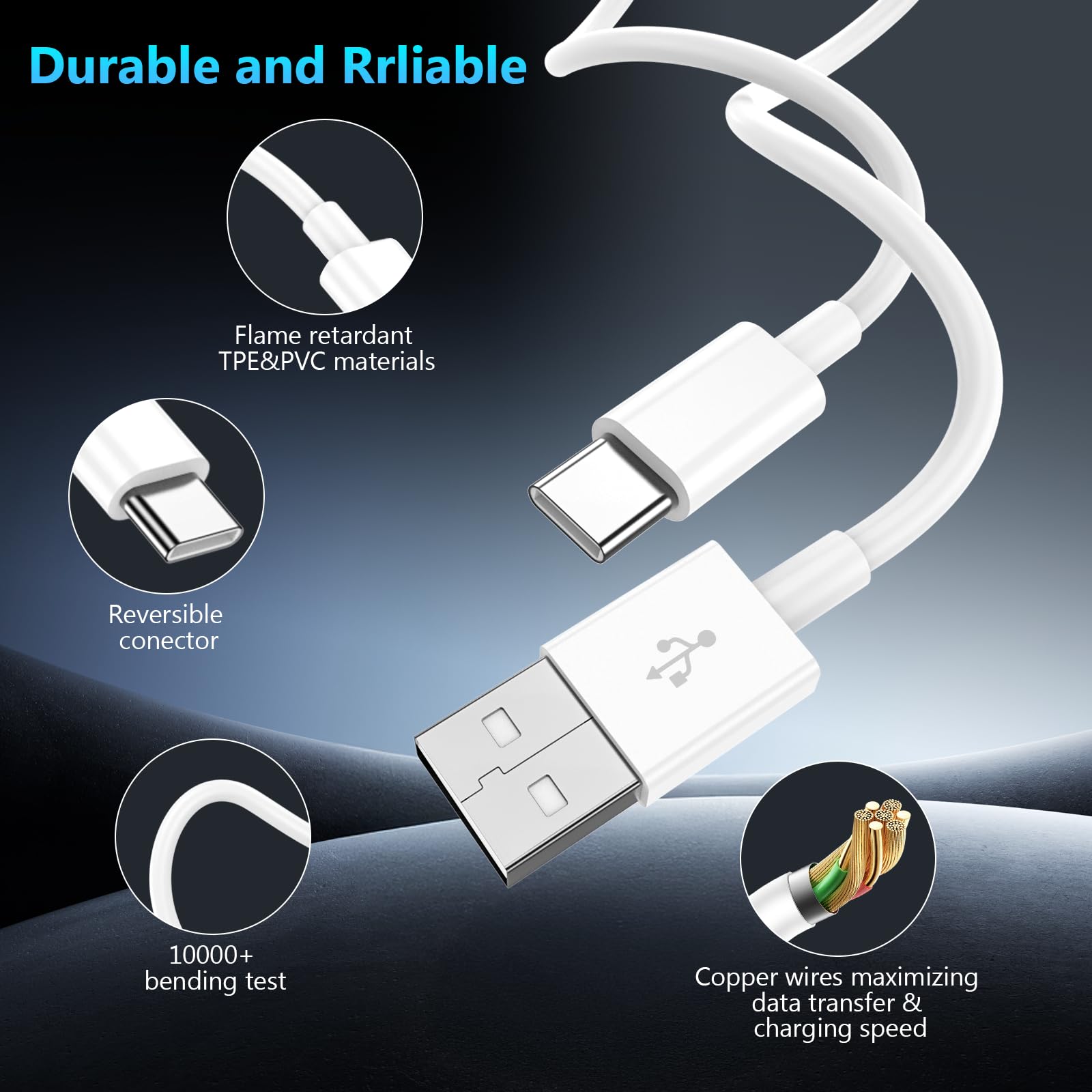 Cavo di ricarica per auto Carplay per iPhone 17, 16, 15, confezione da 3, 90 cm, 1,8 m, 3 m, da USB A a USB C, per Apple 17, 16, 15 Pro/Pro Max/Plus, cavo di tipo C, per Pixel, Galaxy, Note
