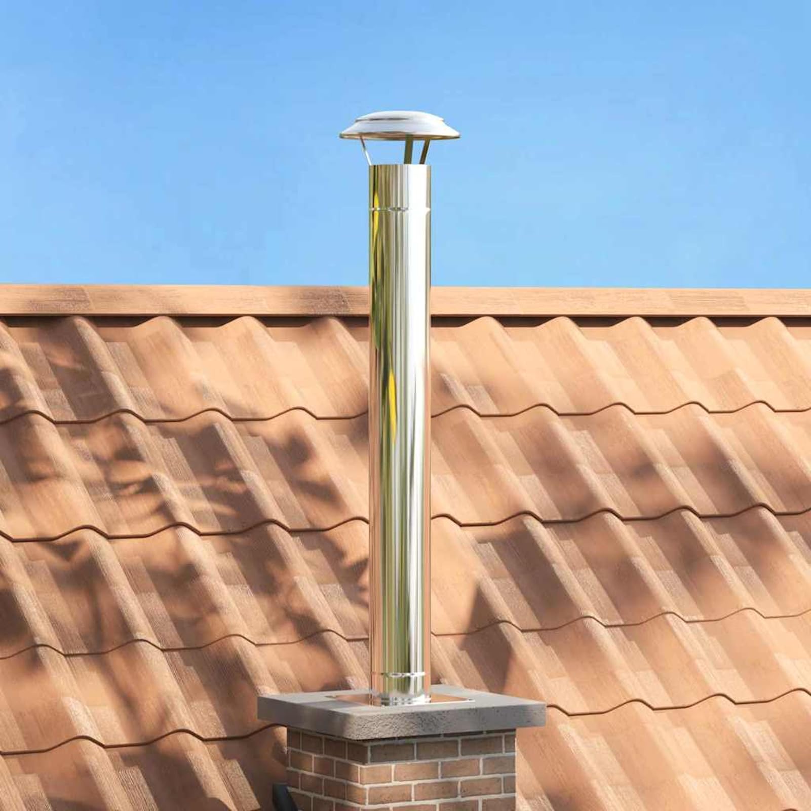 Gecheer Chimenea Moderna Extensión de Acero Inoxidable, Resistente al Calor, Exterior, 25x25x132 cm Modelo YHSQY-42008451ES