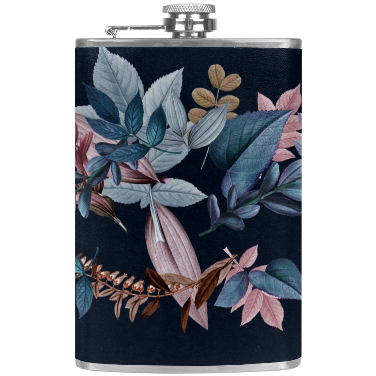 Flasque à whisky étanche en cuir bleu vintage sans fuite avec entonnoir