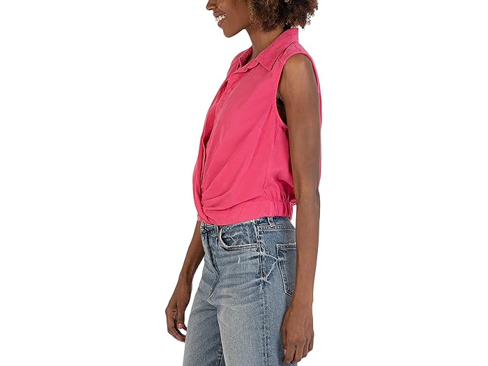 Renata Front Twist Sleeveless Blouse w/ Collar - Image 1