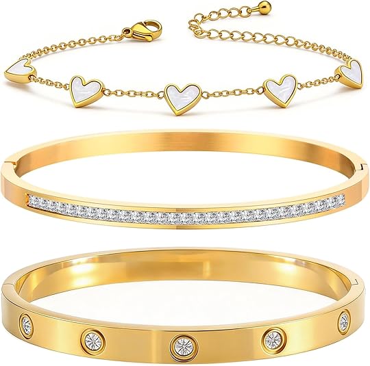 Ciormis 18K Gold Plated Bangle Bracelet Set for Women