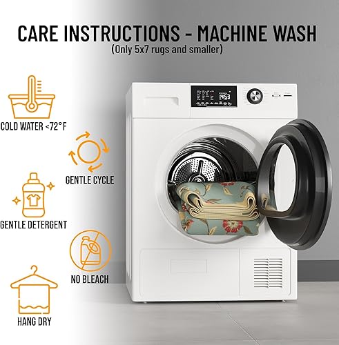 Miniatura 5 de Ottomanson Ottohome Collection - Alfombra antideslizante de goma con diseño de hojas florales de 2 x 5 pulgadas, 20 x 59 pulgadas, color verde