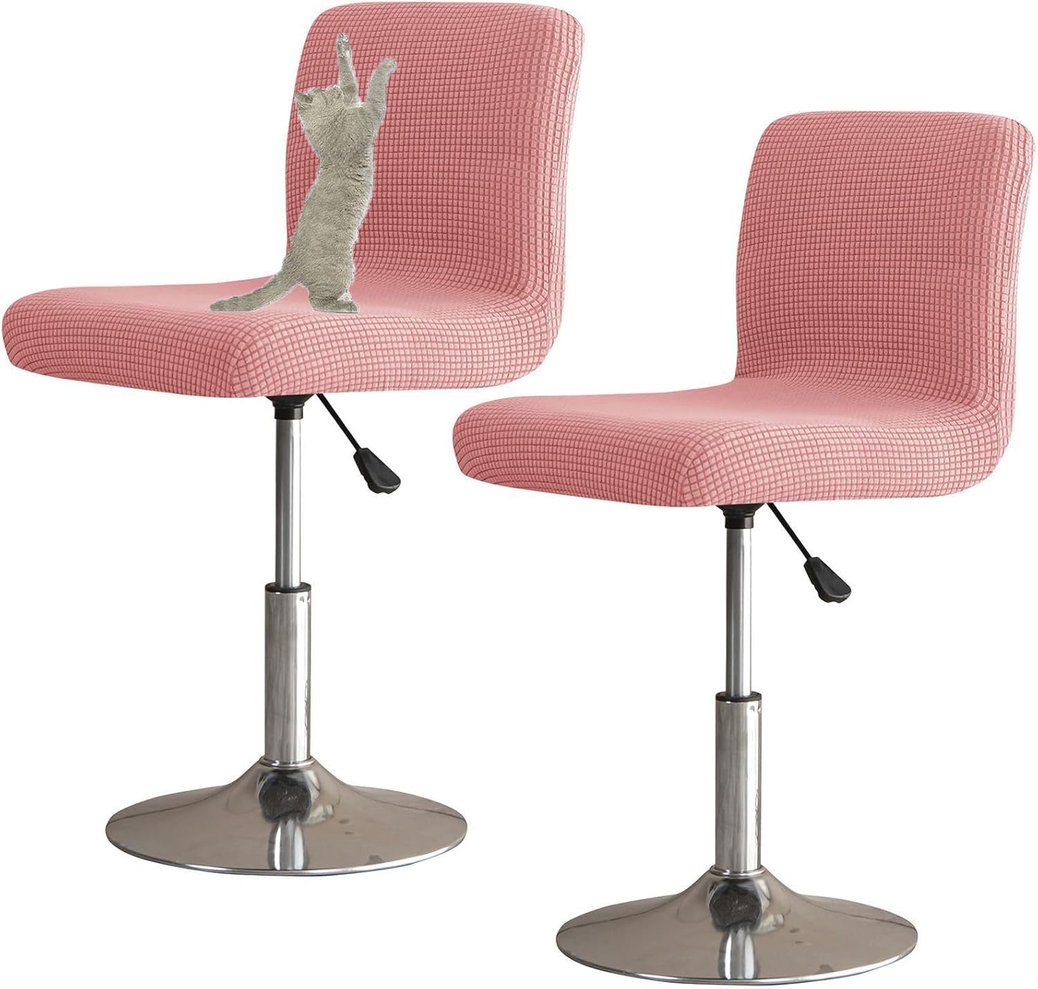 YOPOIY Bar Stool Covers with Backs Set of 6 4 2, Cat Scratch Proof Stretch Bar Stool Chair Covers Washable Universal Swivel Pub Chair Slipcover (pink,2 PCS)
