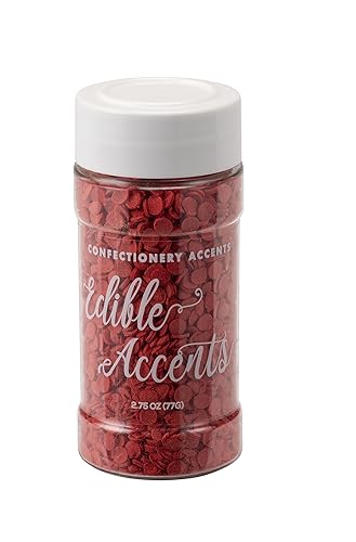Lentejuelas rojas comestibles  Acentos de confitería, sin gluten, sin huevo, sin nueces, Kosher, mezcla de chispas elegantes, para hornear,