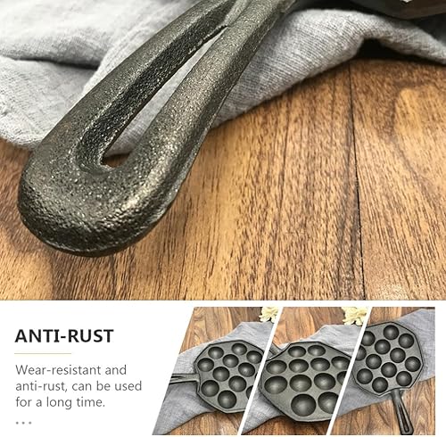 Miniatura 6 de DOITOOL Sartén Takoyaki de hierro fundido, sartén Takoyaki de 12 agujeros, antiadherente, molde Takoyaki, bandeja para hornear, pulpo, albóndigas