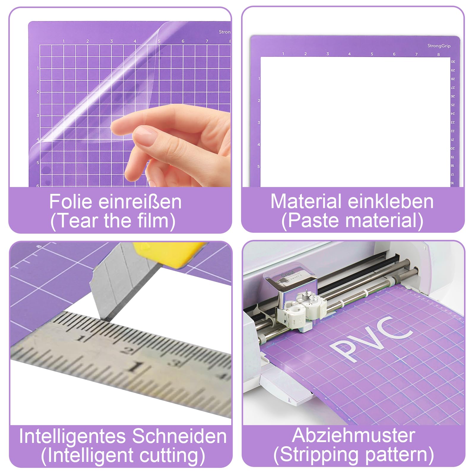 6 Stück Schneidematte A4 für Cricut Joy Xtra, 12x8,5 Zoll Ersatzkleber Klebrige Plotter Zubehör, Schneidematte Plotter, Rutschfester Matt für Cricut Zubehör (Standardgrip, Lightgrip, Stronggrip)