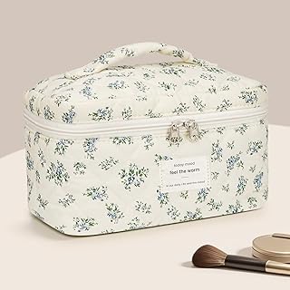 Grande trousse de toilette matelassée de voyage pour femmes - Grand design floral pour le maquillage et les articles de toilette, Tendance