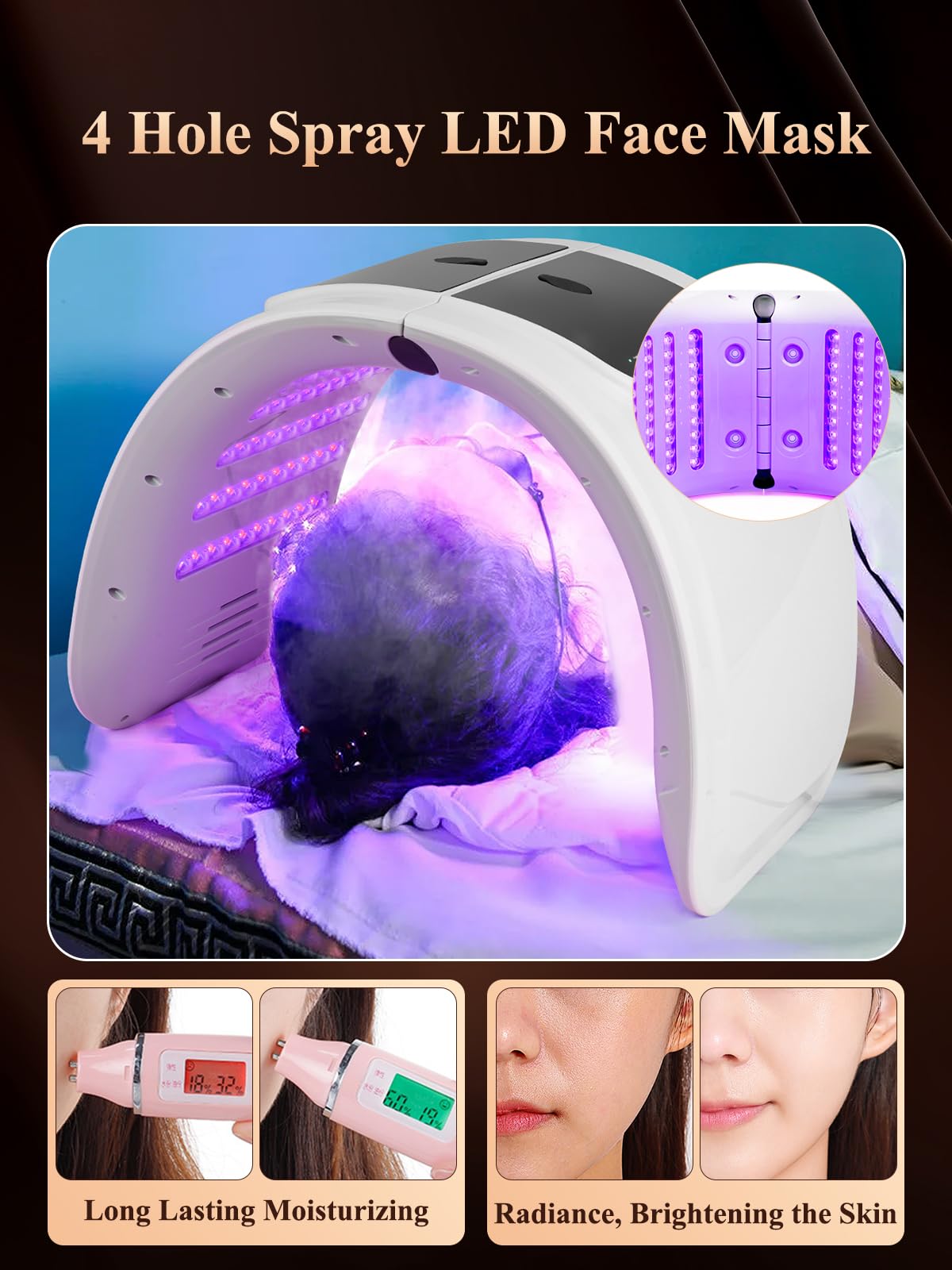 Terapia della luce della maschera di fronte del LED, luce di circolazione di 7 colori, spruzzo