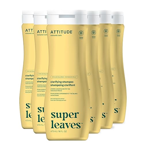 ATTITUDE Champú aclarador, verificado por EWG, ingredientes a base de plantas y minerales, vegano y libre de crueldad, hojas de limón y té blanco,
