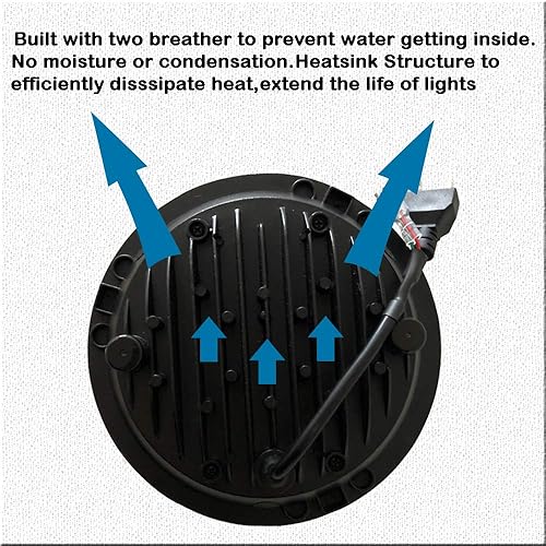 Miniatura 5 de Par de faros delanteros redondos de 7 pulgadas con luz alta y baja blanca DRL ámbar señal de giro compatible con JK TJ LJ CJ Mazda Miata Dodge