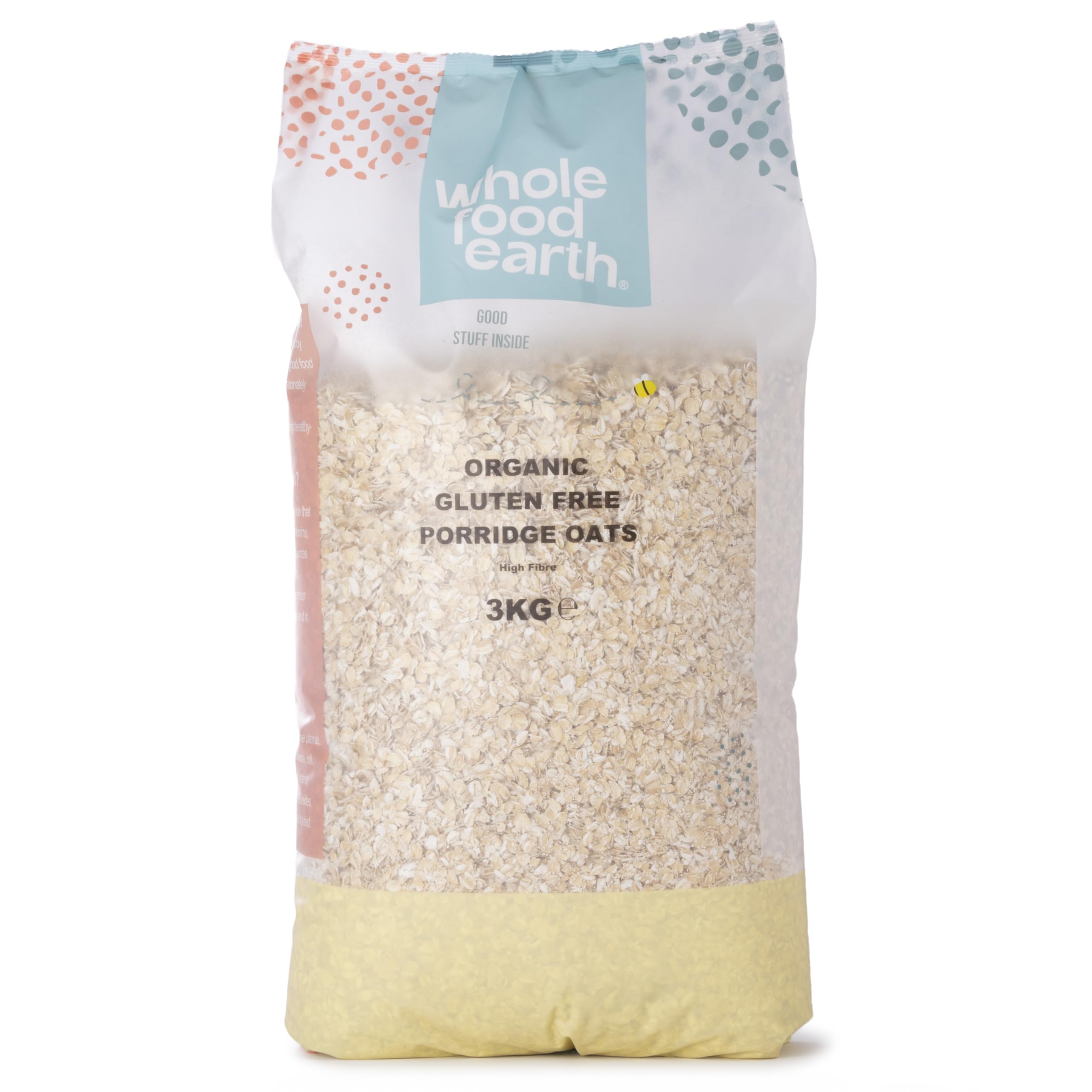 Wholefood Earth Organic Gluten Free Porridge Oats – 3 kg | GMO Free | Vegan | High Fibre | Certified Organic
