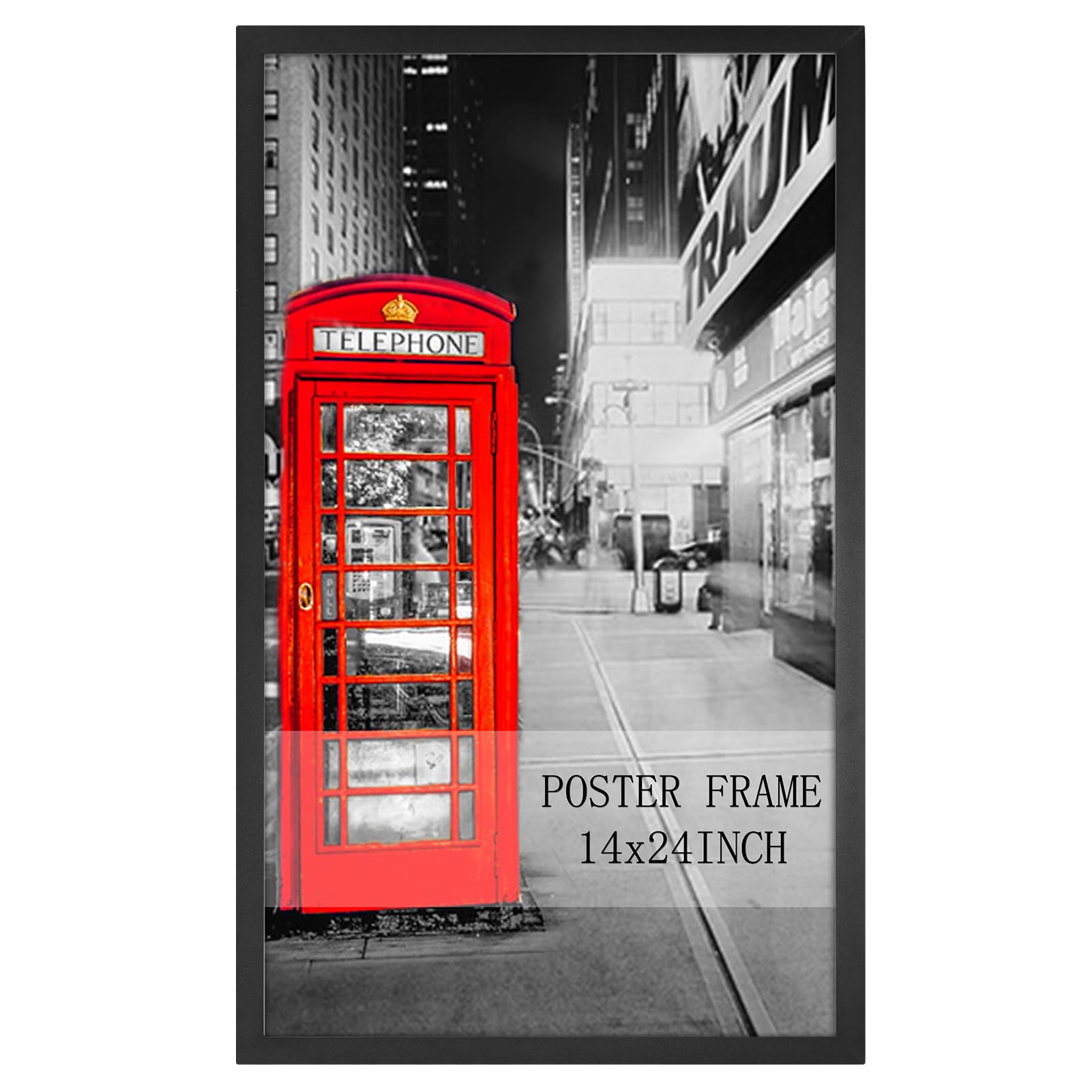 Lavezee14x24 Poster Frame Black Display 14 x 24 Inch Photo Picture Frame for Wall, Pack of 1