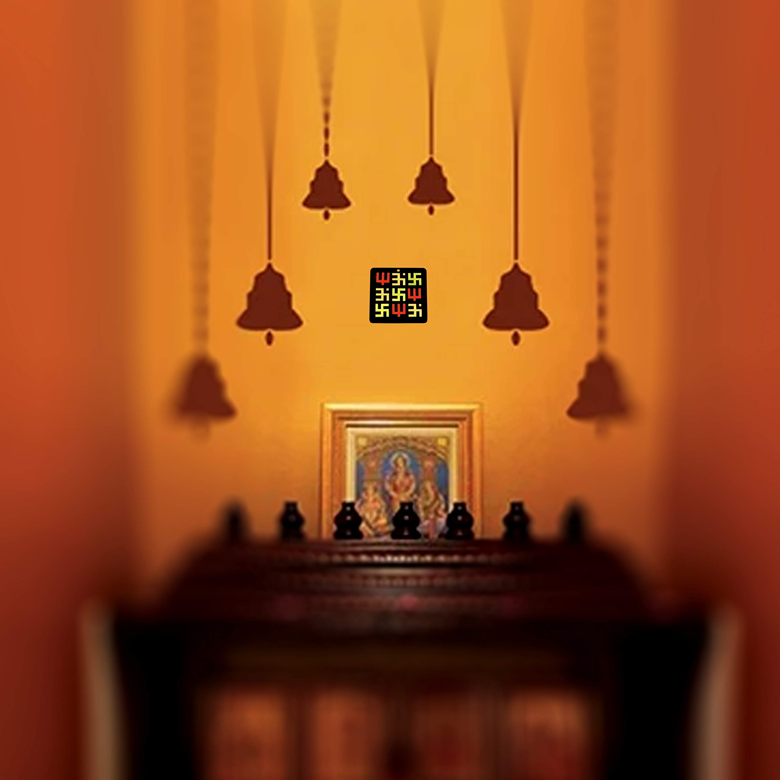 Divya Mantra Swastik Pure Brass Gold Hanging Trishakti Yantra for Car Home Wall Decor Temple Pooja Items Decorative Showpiece Vastu Yoga Symbol Shiva Trishul, Om, Lucky Swastik -Multi -Set of 2 - Image 7 thumbnail