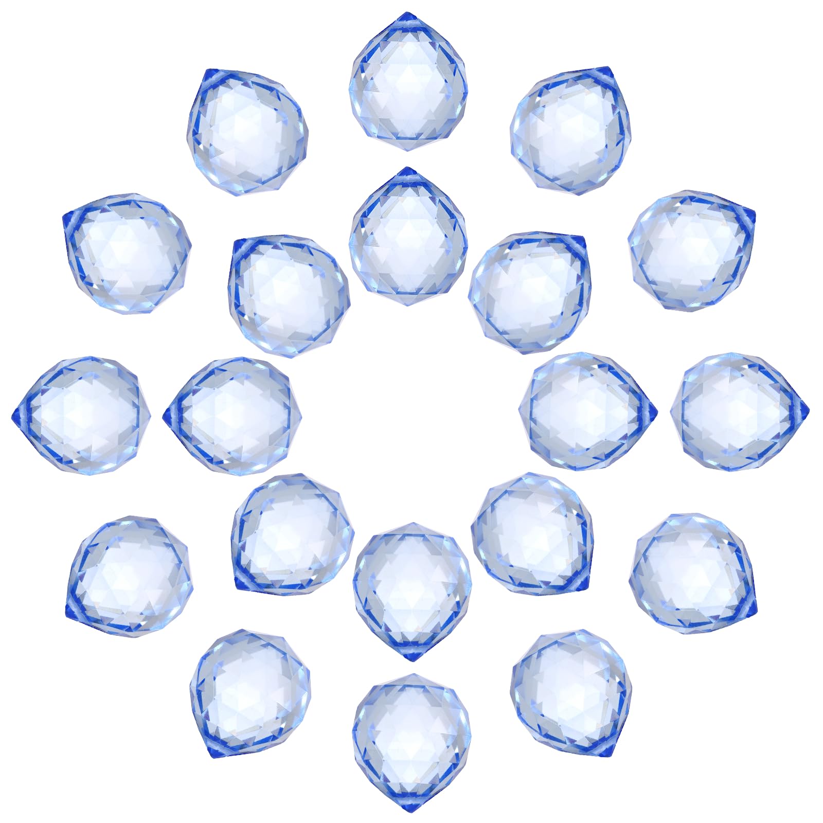 sourcing map 20Pack Crystal Ball Prism, 30mm/1.2" Decorative Ball Sun Shine Catcher Suncatcher Beads for Chandelier Window Wedding Decoration Home Decor, Blue