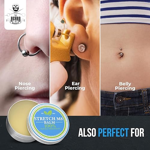 Miniatura 3 de The Beard and The Wonderful Bálsamo vegano para estiramiento de oídos - Cuidado posterior para piercings - 0.5 fl oz - Estiramiento de lóbulos -