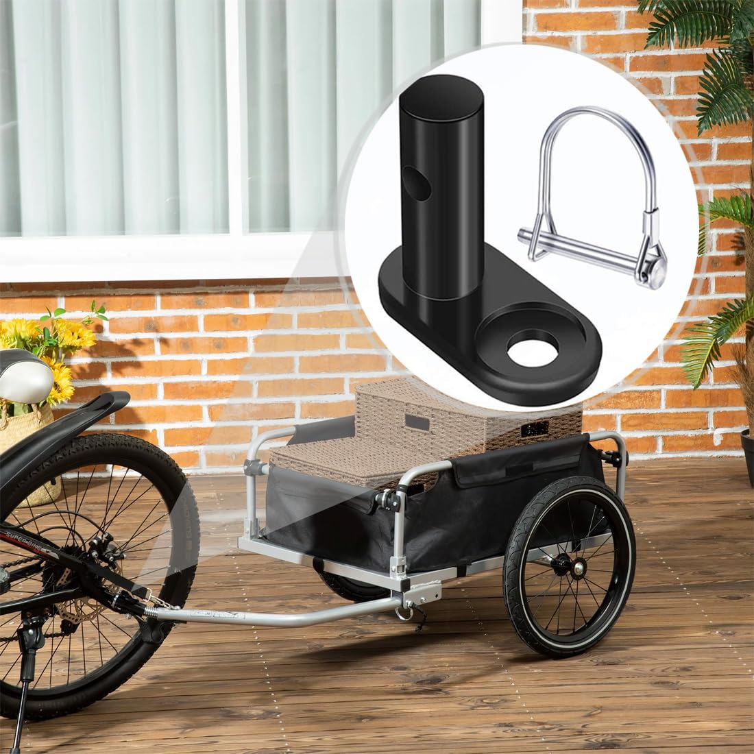 Fietskar koppeling, fietsaanhanger, lastaanhanger, veiligheidspen, koppeling, staal, koppeling, adapter, 15 mm, voor kinderaanhanger, hondenaanhanger, vrachtaanhanger