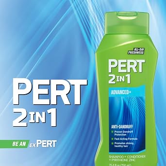 Pert Plus 2 in 1 Shampoo + Conditioner Dandruff Control 25.40 oz (Pack of 4) - Packaging may vary