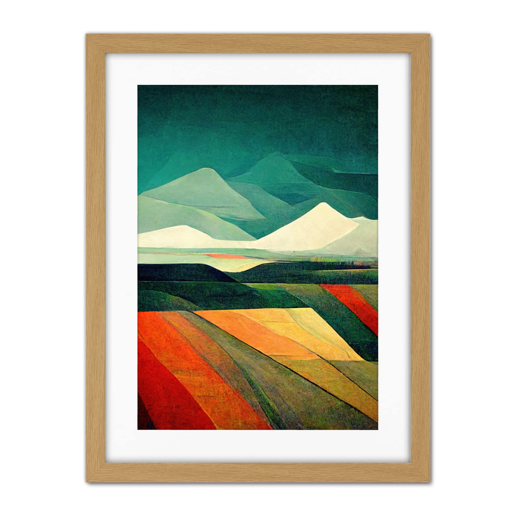 Doppelganger33 LTD Modern Semi-Abstract Colourful Landscape Artwork Framed Wall Art Print 18X24 Inch