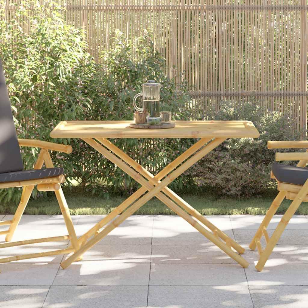 Folding Garden Table Natural Bamboo Patio Table Small Bistro Table Outdoor Patio Table 43.3 in x 21.7 in x 29.5 in for 2-4 People Patio Side Table