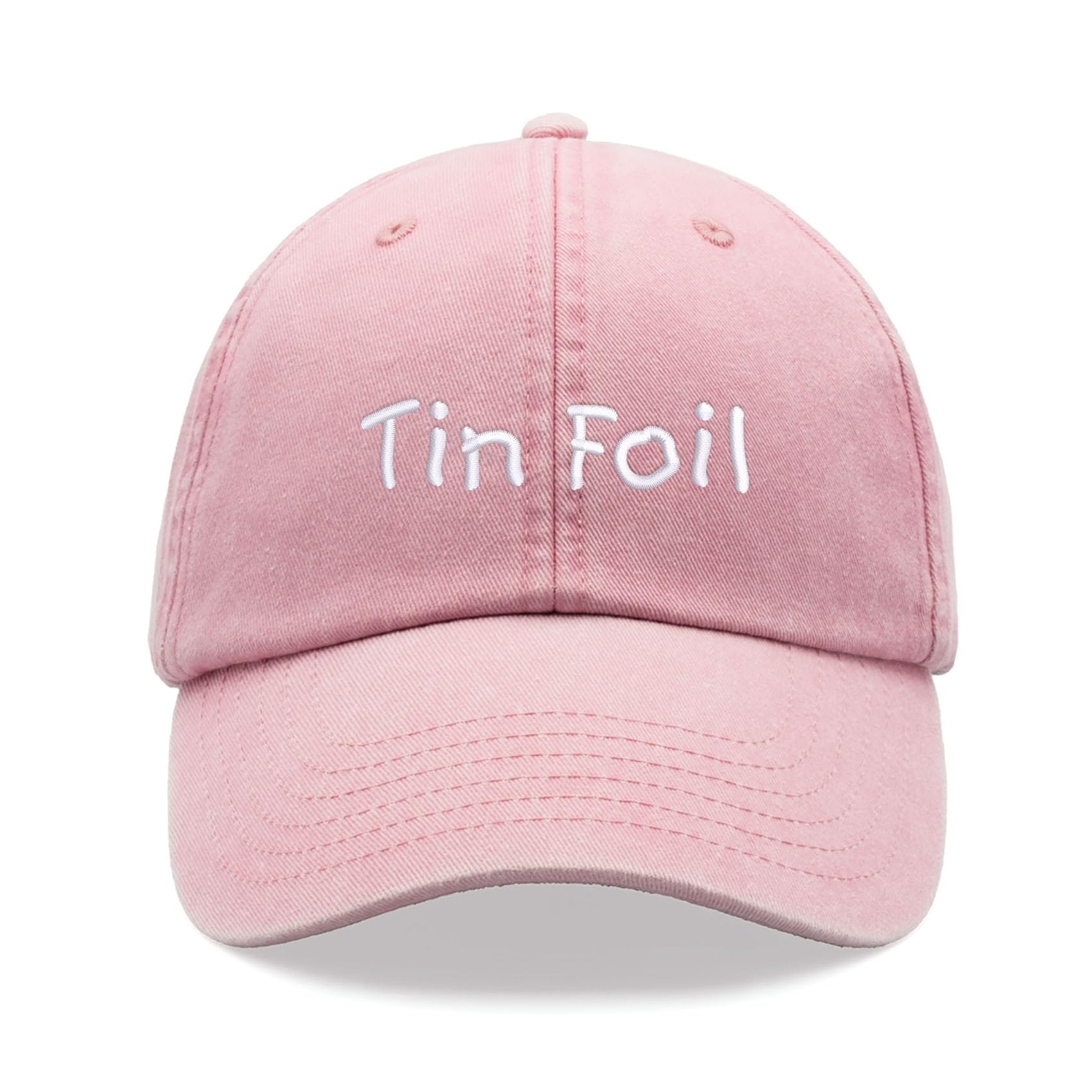 Tin Foil Baseball Cap Vintage Washed Unisex Dad Hat Low Profile Adjustable Pink