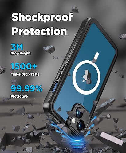 Miniatura 5 de Beeasy Funda impermeable para iPhone 13 compatible con Magsafe IP68 de grado militar bajo el agua, a prueba de golpes, a prueba de polvo, resistente