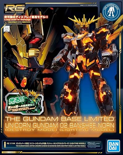 Bandai 1144 RG RX-0 Unicornio Gundam Unidad 2 Banshee Norn Destroy Modo Iluminación Modelo Mobile Suit Gundam UC Gundam Base Limited