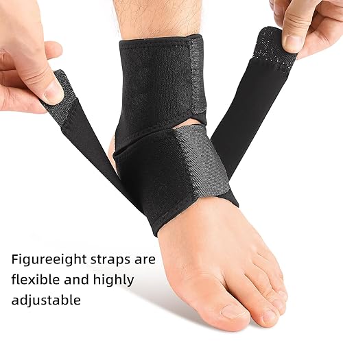 Miniatura 3 de 2 piezas de soporte de tobillo, envoltura ajustable de soporte de tobillo, estabilizador de articulación de tobillo para hombres y mujeres