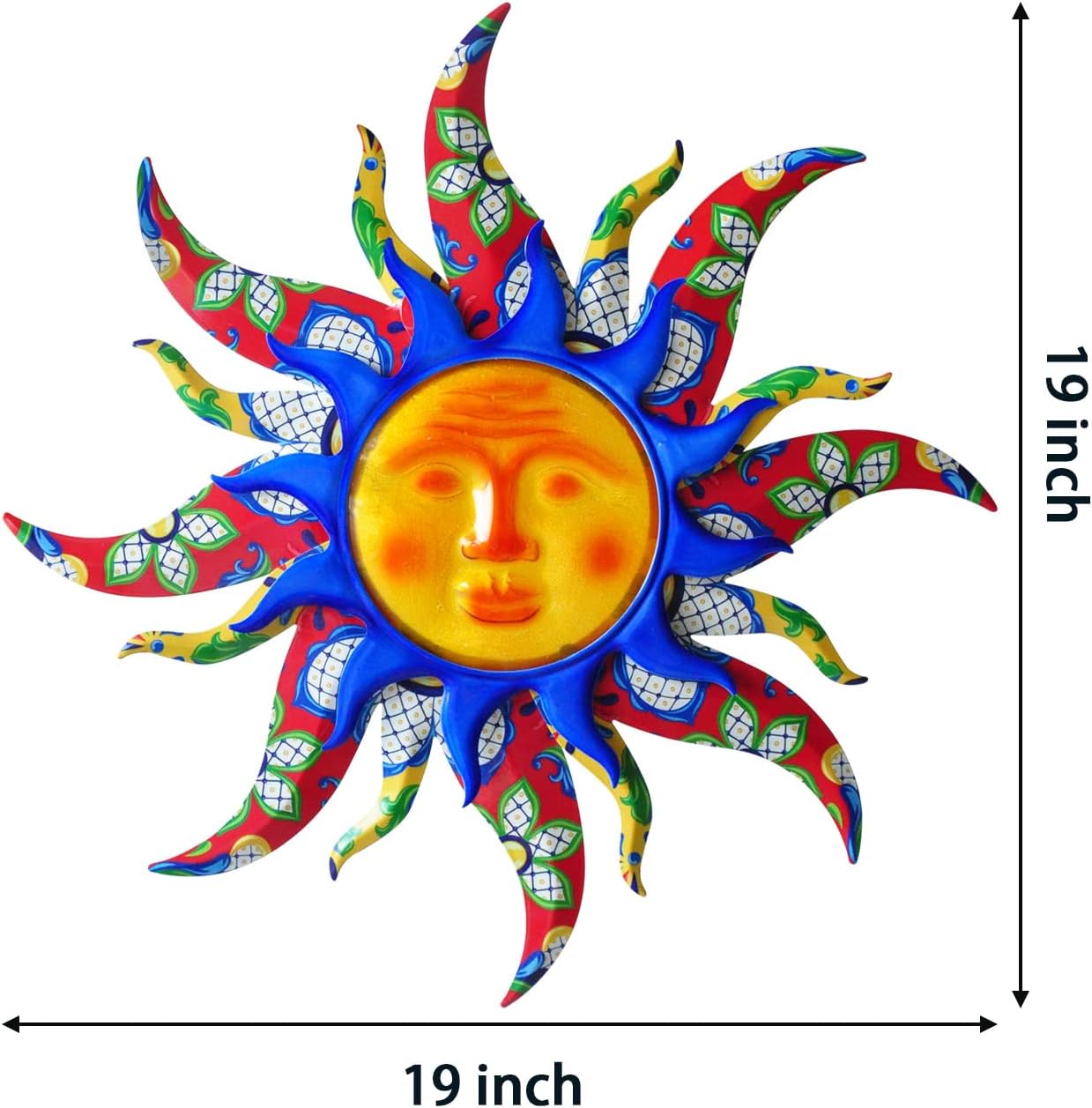 wotieuns Sun Metal Wall Art Outdoor Decor 19Inch Sun Wall Decor Suitable for Living Room Bedroom Porch Patio Fence Garden Decor - Image 2