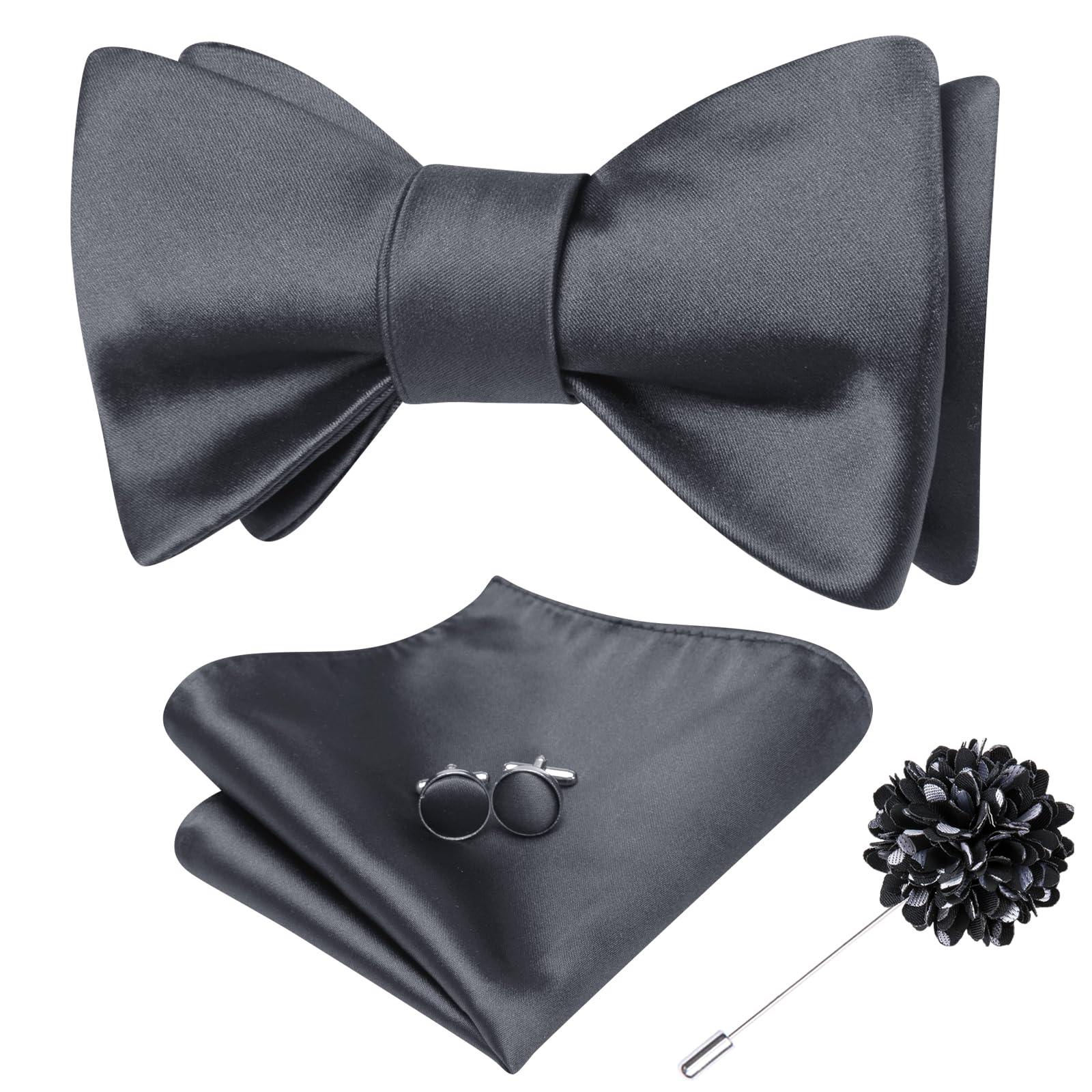 Dubulle Self Tie Bow Ties for Men Silk Paisley Bowtie Lapel Pin Set