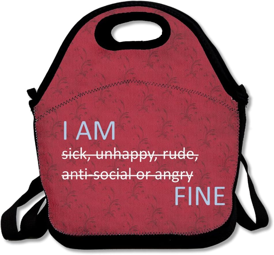 MAGGIE SALAS I Am Fine Nice Lunch Bags Bags Travelling Picnic Storage Bag Backpack Handbag