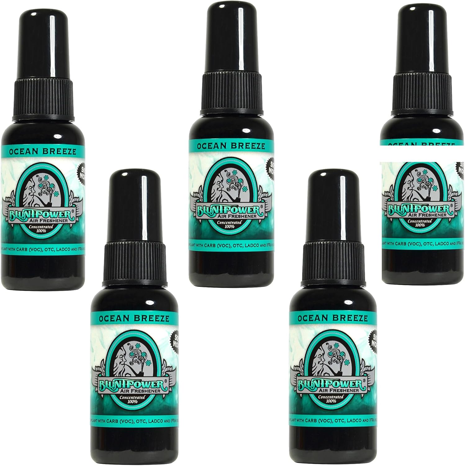 BluntPower (B-Naked, 5 Pack) Concentrated Air Freshener - Premium Oil Based Air Freshener Spray For Home and Car - Long-Lasting Bathroom Spray, Car Freshener, & Odor Eliminator Spray