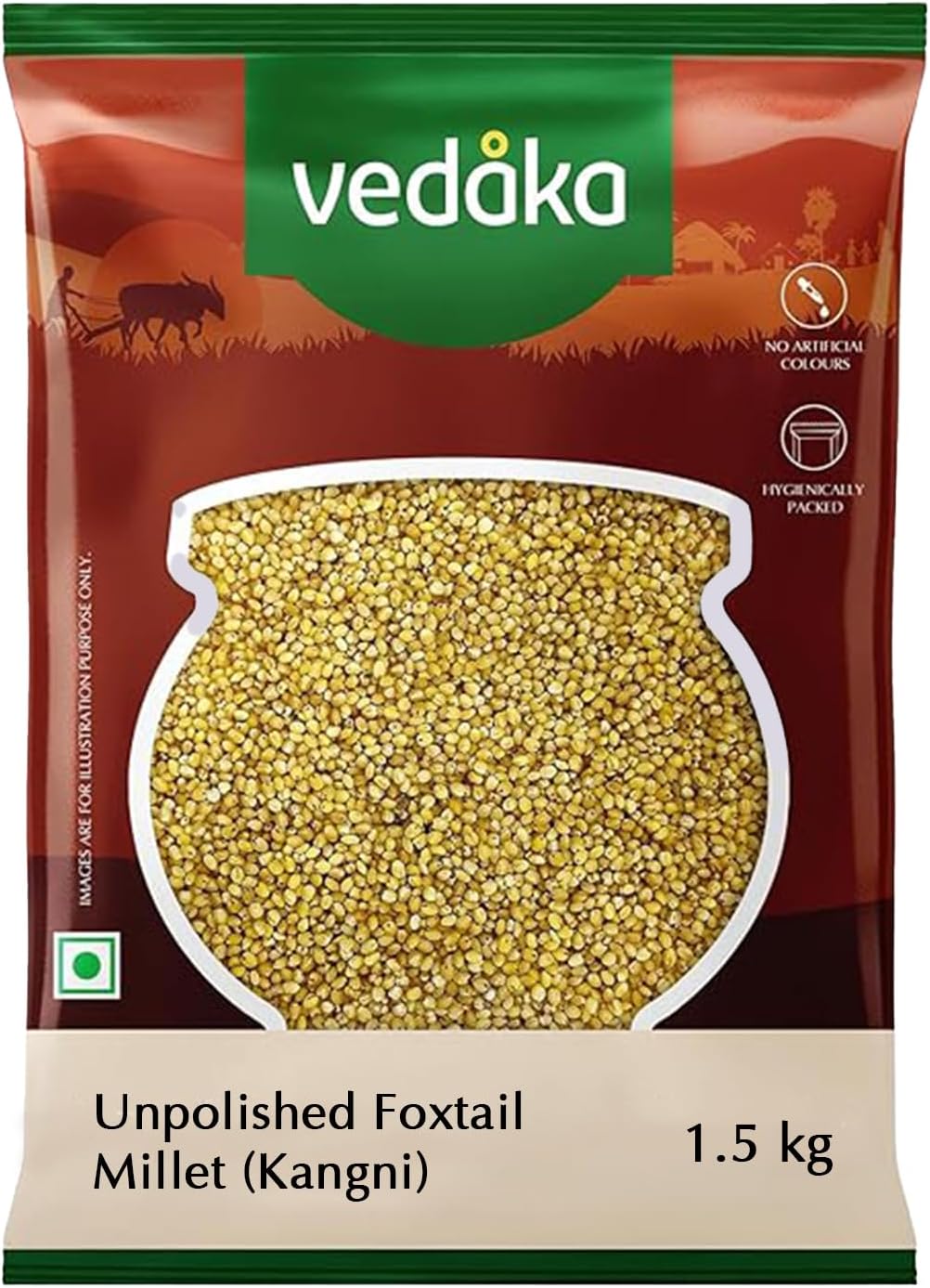 Amazon Brand - Vedaka Unpolished Foxtail Millet | 1.5 Kg | Kangni/Navane/Kaon/Kang/Kakum/Korralu/Korra/Thinai