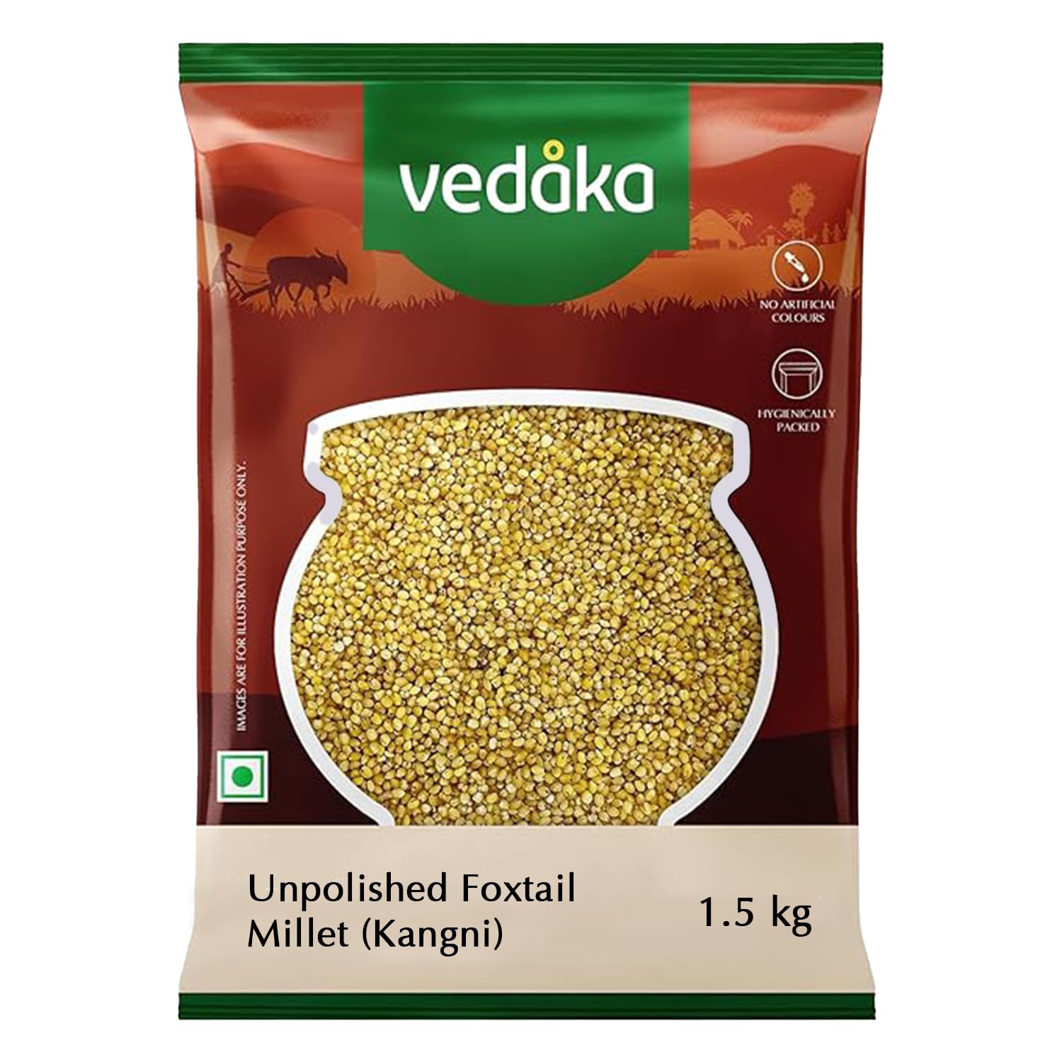 Amazon Brand - Vedaka Unpolished Foxtail Millet | 1.5 Kg | Kangni/Navane/Kaon/Kang/Kakum/Korralu/Korra/Thinai