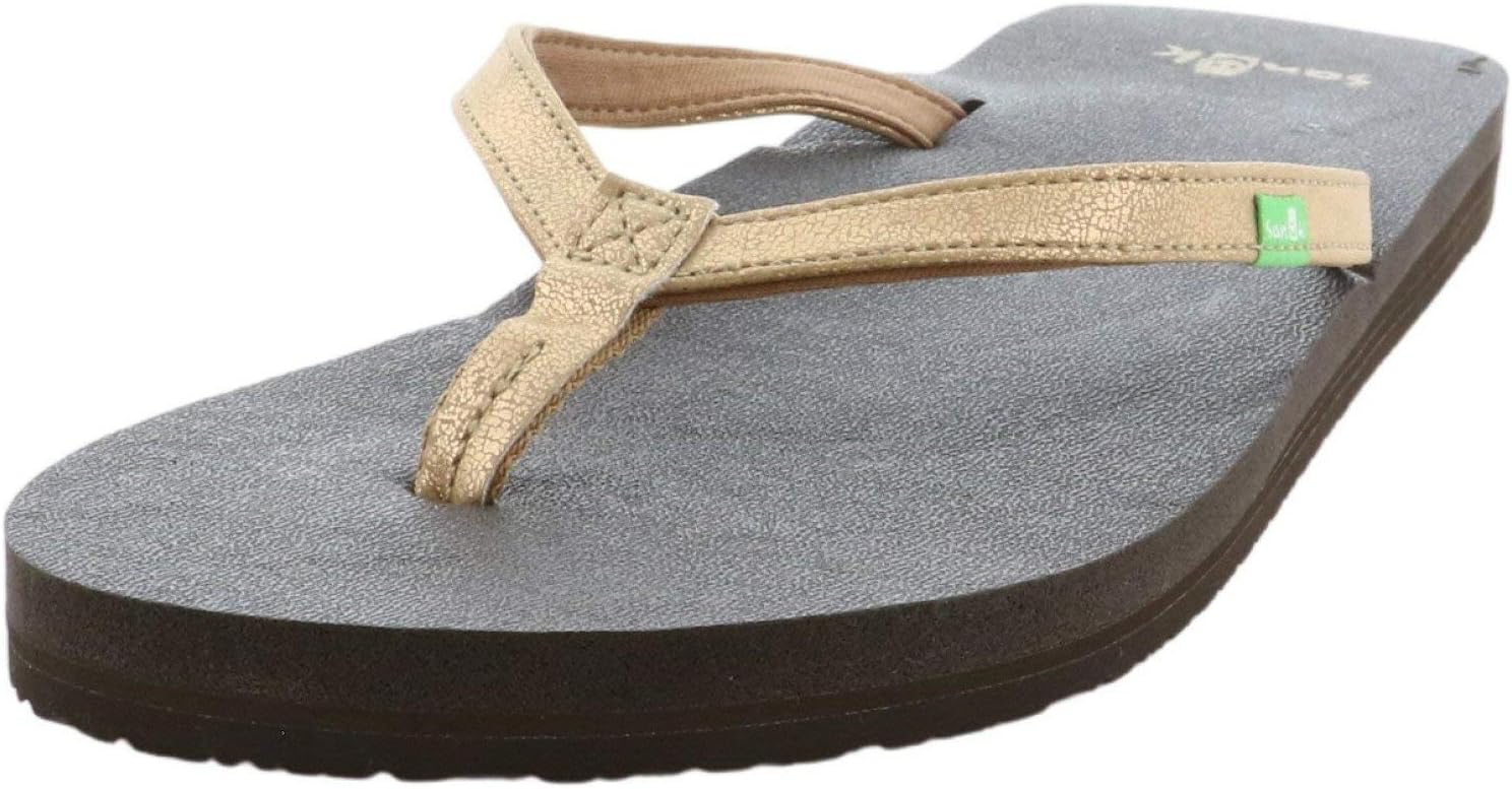 Sanuk womens Yoga Joy Metallic Flip Flop, Rose Gold, 10 US