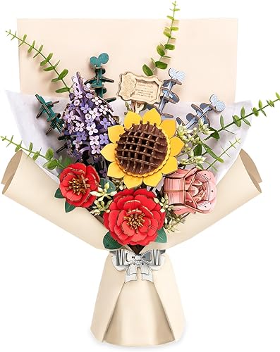 Miniatura 1 de Rowood TW01H - Flores artificiales, ramo de flores de madera para adultos, colección botánica, día de la madre, día de San Valentín, Navidad, regalo