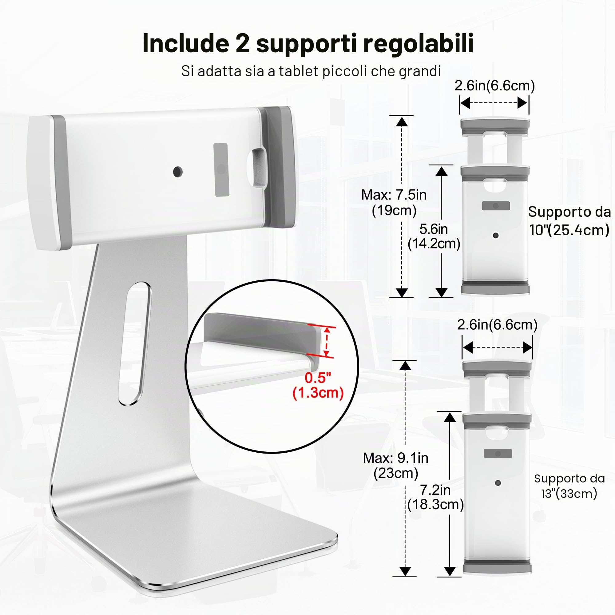 AboveTEK, Supporto Girevole in Alluminio per iPad Pro/Air/Mini - Supporto Doppio Braccio 6"-13" per Tablet POS Kiosk iOS/Android, per Negozio/Ufficio/Cucina