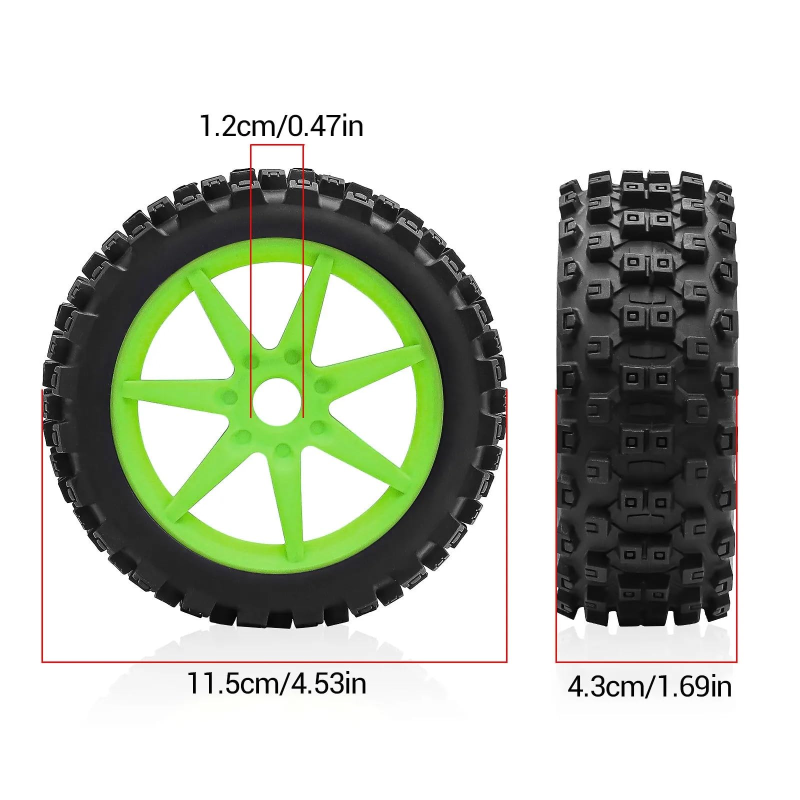 para ARRMA para Typhon para TRAXXAS Jato para KYOSHO MP10 para HSP 1/8 Neumáticos 17mm Hex Off Road Chocolate Escala RC Coche Set FEI Shen RC Rueda Neumáticos
