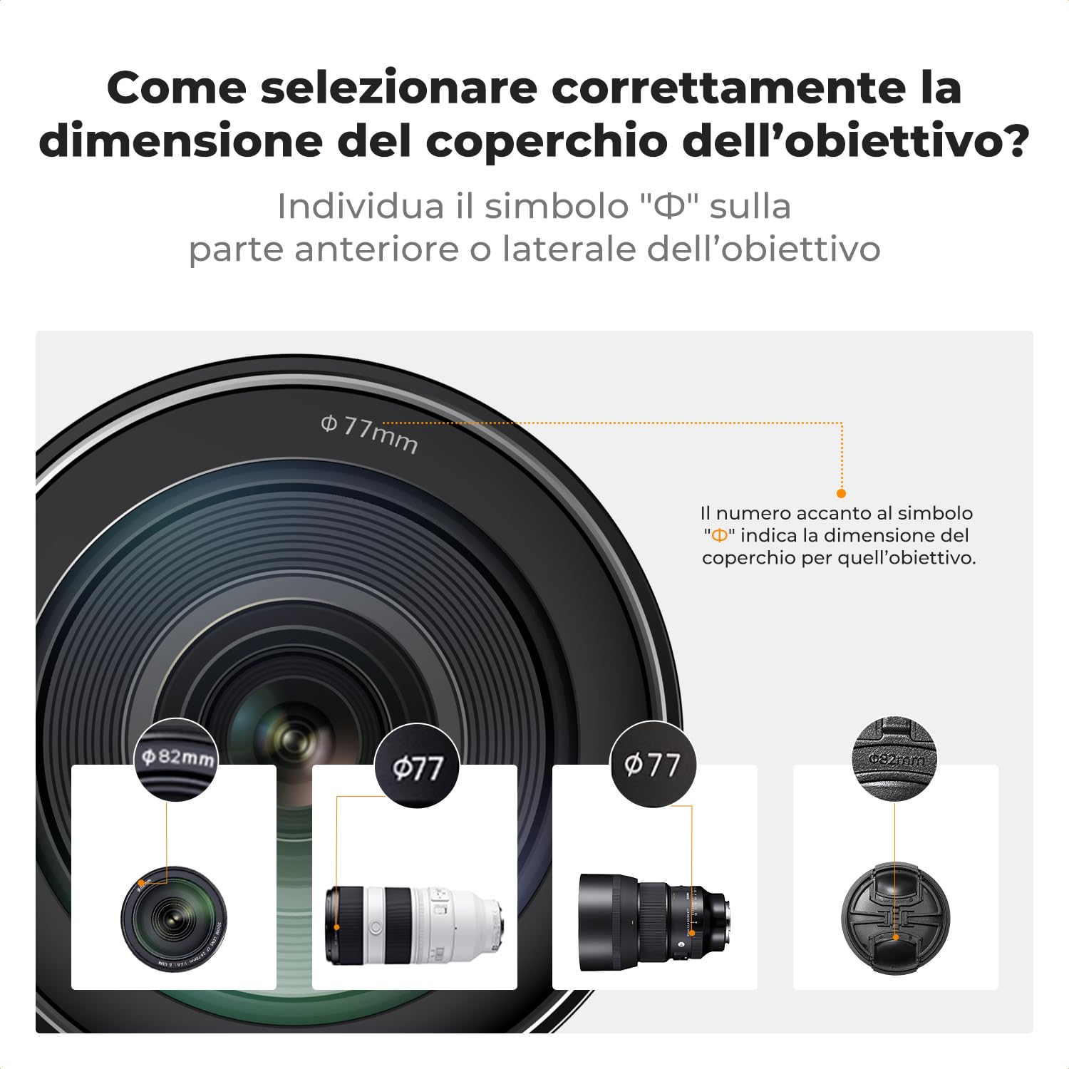 K&F Concept Tappo Obiettivo Copriobiettivo Termoretraibili Centrali 55mm 1 Pezzi Snap, 2 Pezzi Panno in microfibra on Fotocamera Anteriore copriobiettivo per Canon Sony e Altre Marche di Lenti