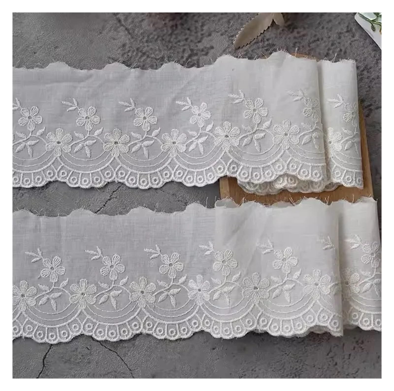Cinta de Encaje 3 yardas/lote de tela algodón Beige albaricoque bordado hueco adorno encaje hecho a mano DIY ropa vestido cortinas orillo cinta decorativa para Decoración de Bodas(D Beige 8cm,5Yard)