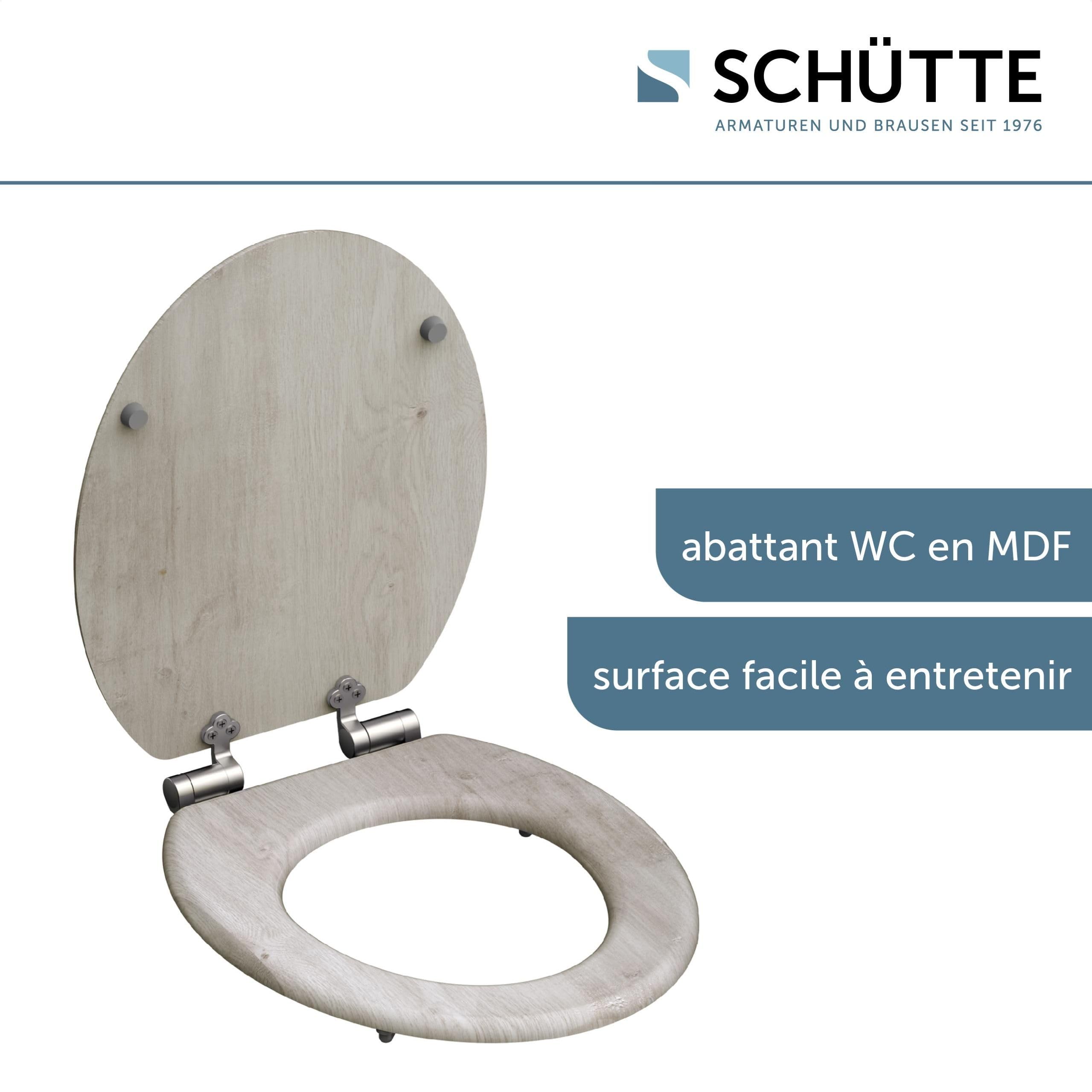 SCHÜTTE LIGHTWOOD Siège de WC avec abaissement automatique en bois, siège de toilettes avec abattant de toilettes, abattant de toilettes motif (charge maximale de la lunette 150 kg), couleur bois