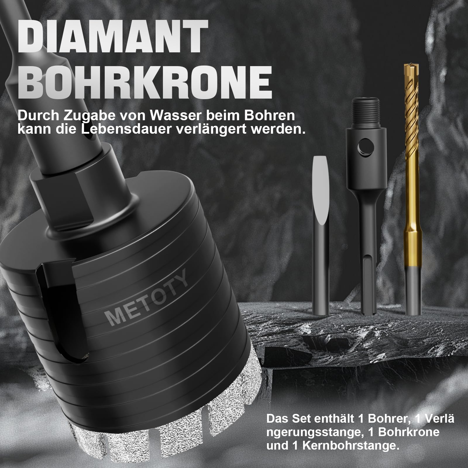 68 mm Diamant bohrbohrer, Kernbohrkrone mit Upgraded Diamant Kopf und SDS Plus-Adapter für Beton, Vollziegel, Hohlziegel, Mauerwerk, Kalksandstein, Poroton usw.