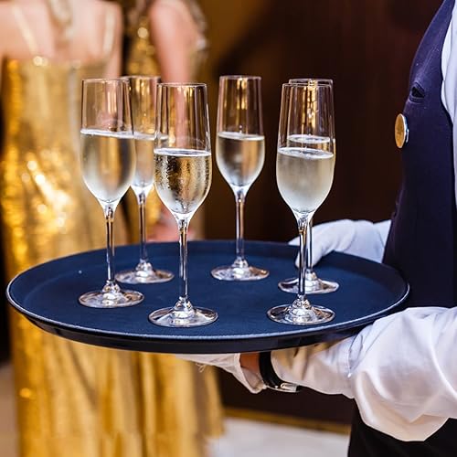 Miniatura 6 de TOPZEA Paquete de 3 bandejas grandes para servir restaurante, bandeja redonda de plástico de 16 pulgadas, bandejas antideslizantes para bebidas,