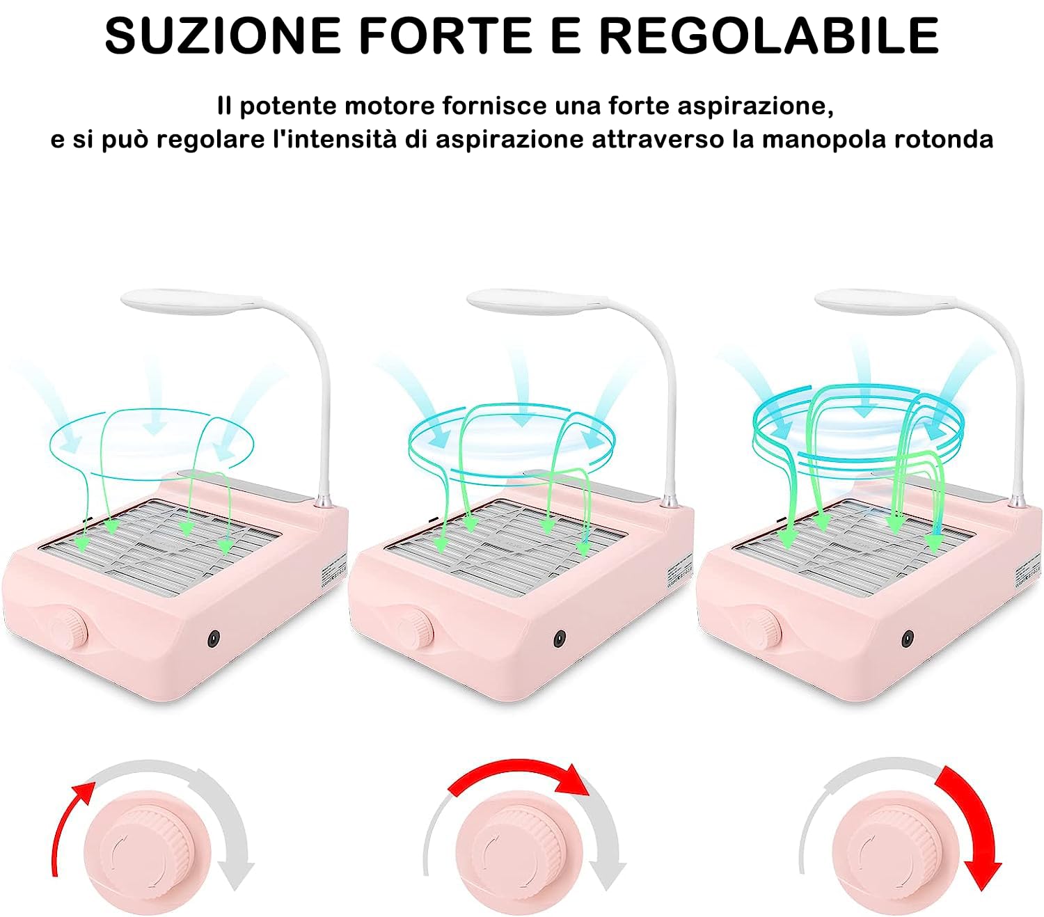 I·B·N G Aspiratore Unghie Aspirapolvere Professionale da Tavolo per Pedicure e Manicure con Pennello Antipolvere,Velocità Regolabile, Non è Necessario il Sacchetto per la Polvere