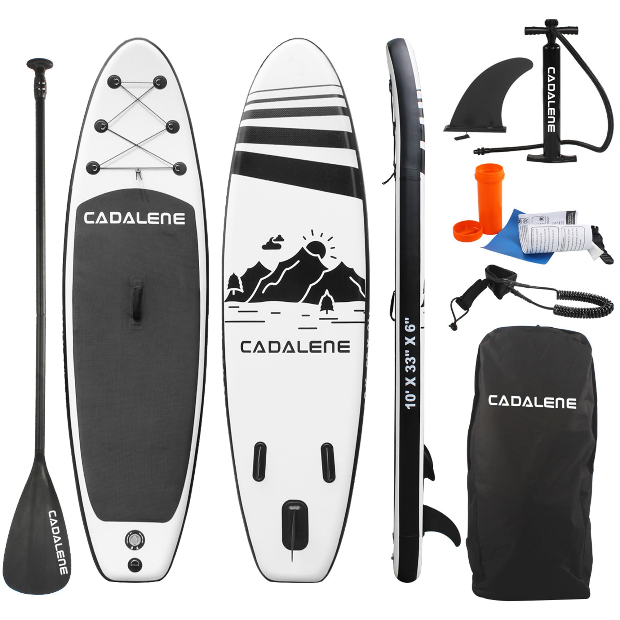CADALENE Inflatable Stand Up Paddle Board with SUP Accessories, Inflatable Paddle Board for Adults & Youth of All Skill Levels, Adjustable Paddle, Hand Pump, Leash, Nonslip Deck, Repair Kit