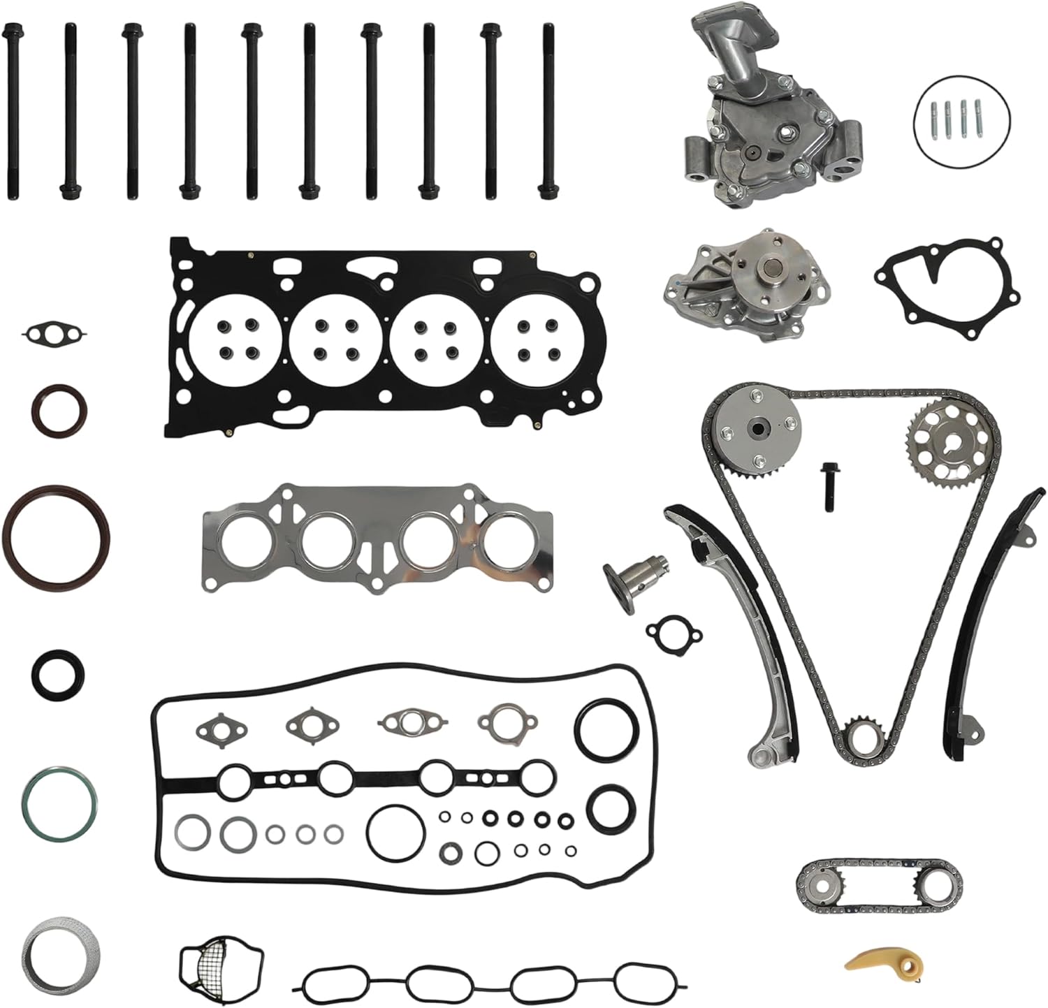 Engine 2AZFE Head Gasket Set Oil Pump Water Pump Timing Chain Kit Bolt Fit For Toyota Camry Highlander Rav4 Matrix Corolla 2002-2011 Scion TC XB2008-2015 Lexus HS250H 2010-2012 2.4L